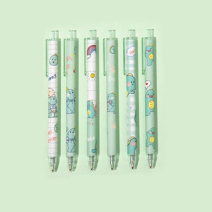 6PCS Kawaii Cartoon Gel Pen Set - Colorful & Cute 0.5mm Press Pens