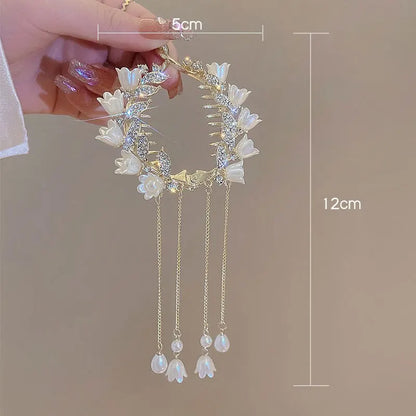 Rhinestone Tassel Hair Clips - Simple Elegance O-Ring Clip for High Buns