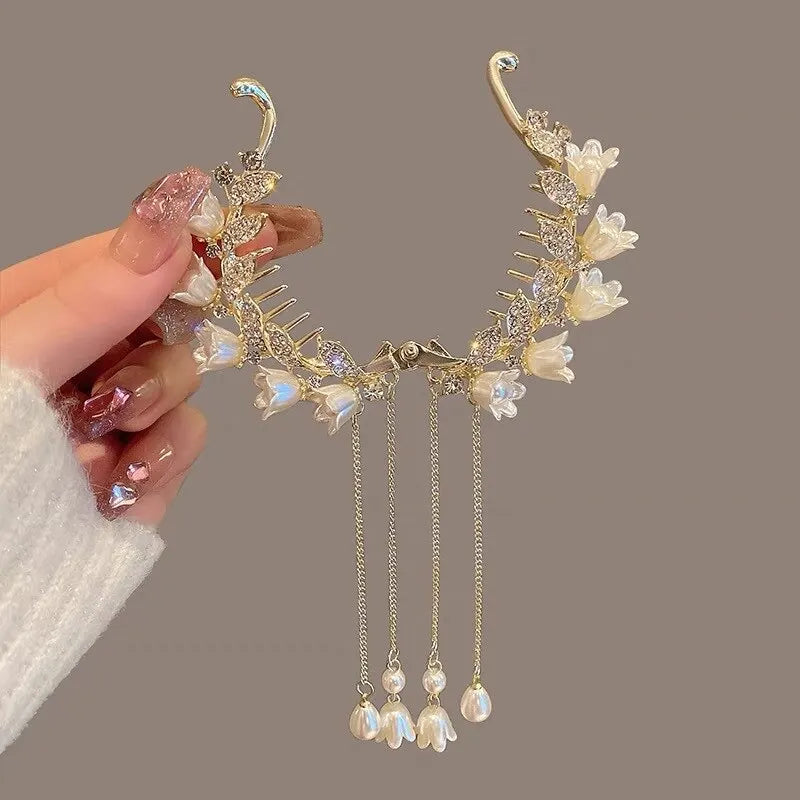 Rhinestone Tassel Hair Clips - Simple Elegance O-Ring Clip for High Buns