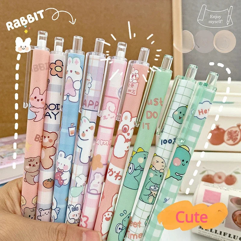 6PCS Kawaii Cartoon Gel Pen Set - Colorful & Cute 0.5mm Press Pens