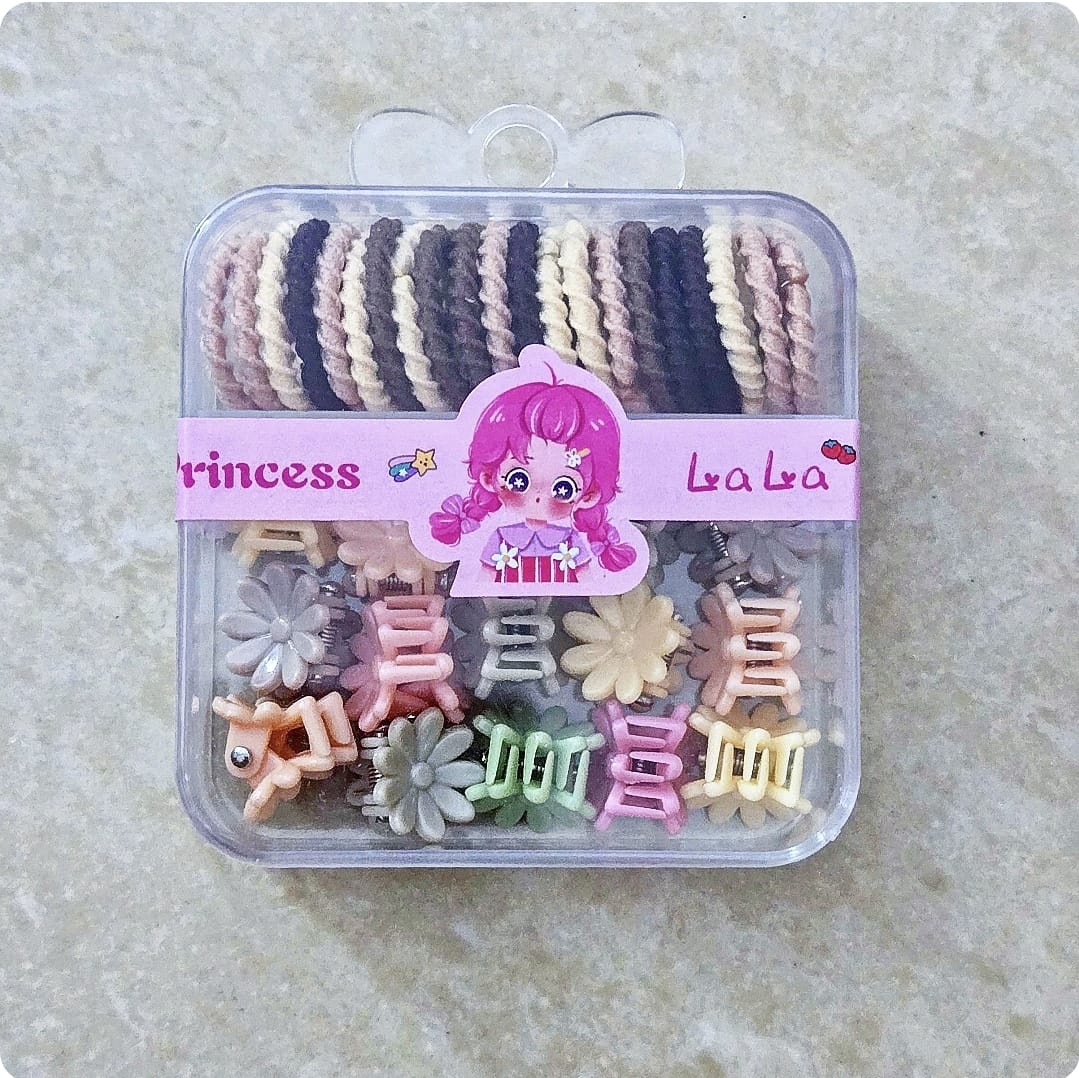 54PCS Hair Ties & Mini Cute Clips Set - Adorable Cartoon Designs for Kids